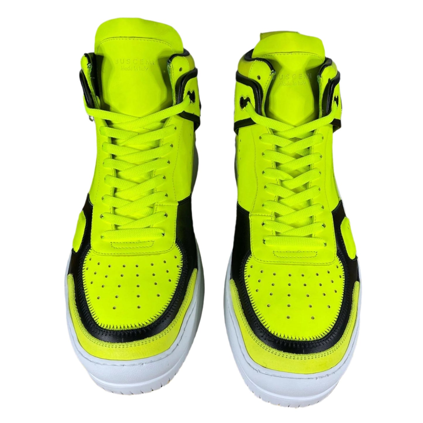 Buscemi Basket Neon Yellow Leather High Top Sneakers | Positivo Clothing