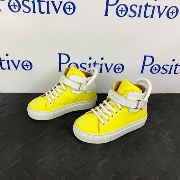 Buscemi 100MM Kid Licra Yellow Leather Sneakers | Positivo Clothing