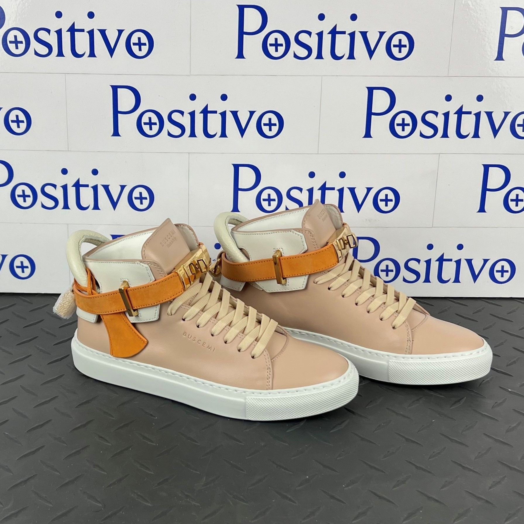 Buscemi Womens 100MM Nude Trio Leather Sneakers | Positivo Clothing