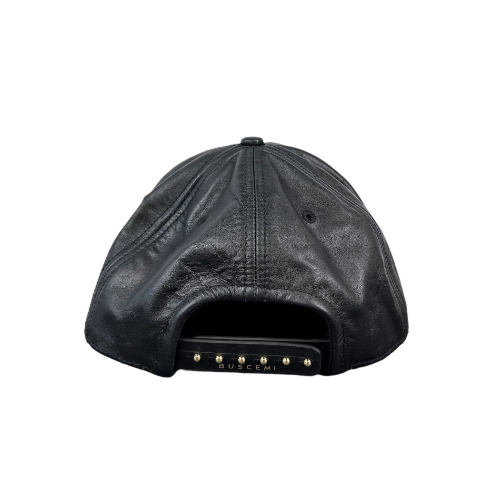 Buscemi Postback Black Smooth Cow Leather Hat SAMPLE Positivo