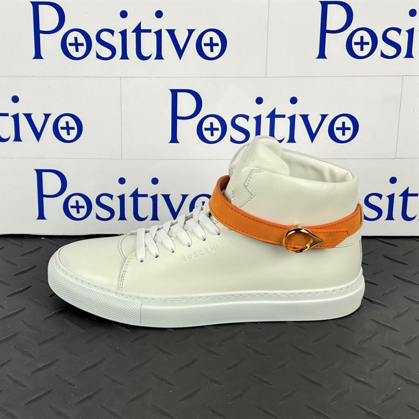 Buscemi Women s 100MM Belt Off White Leather Sneakers Positivo