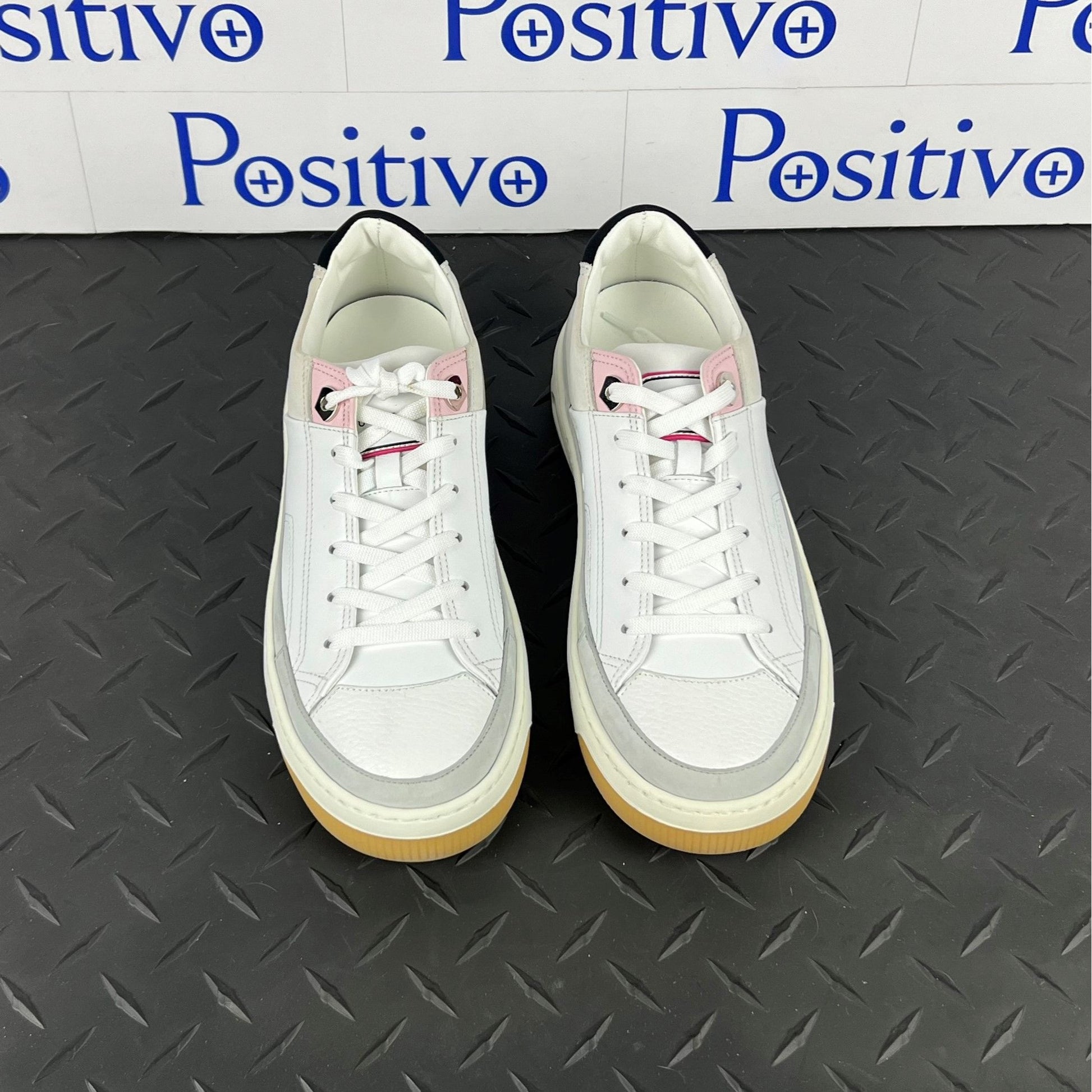 Buscemi Womens Prodigy White/Grey Leather Sneakers SAMPLE | Positivo Clothing