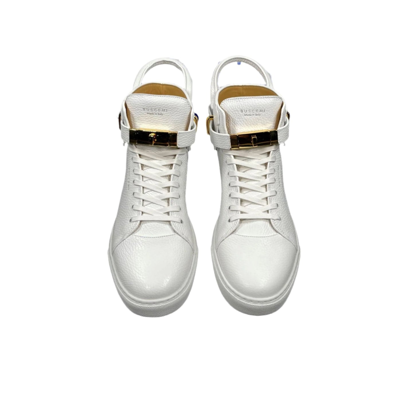 Buscemi Mens 100MM White Leather Sneakers SAMPLE | Positivo Clothing