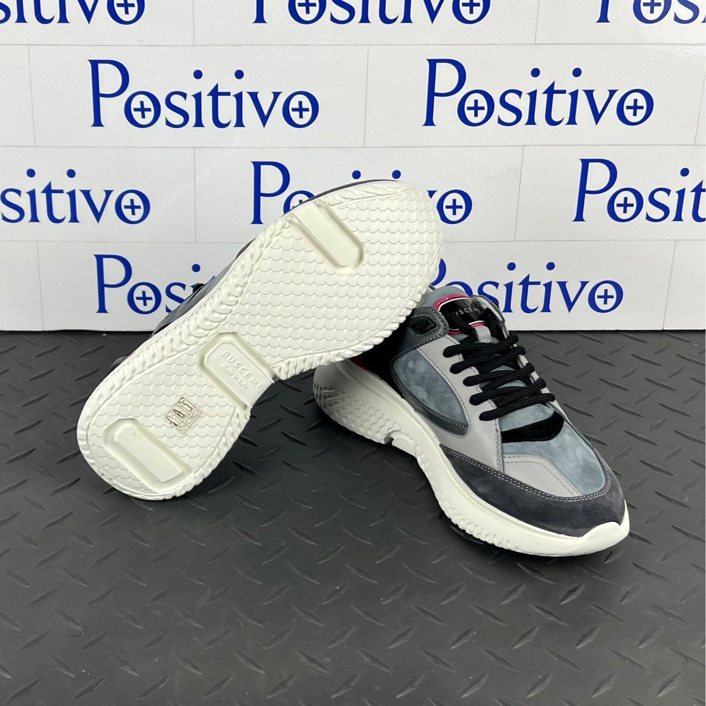 Buscemi Womens Veloce Dark Grey Leather Sneakers SAMPLE | Positivo Clothing