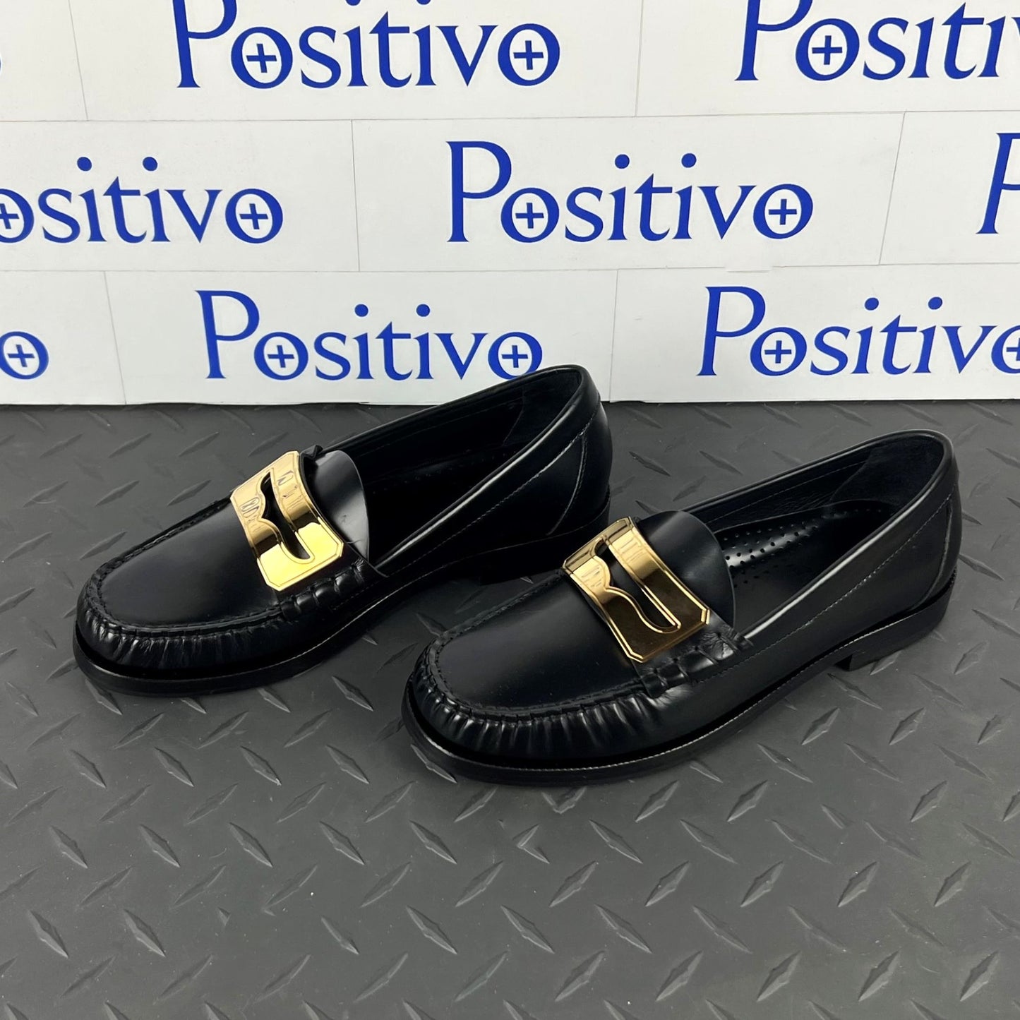 Buscemi Womens Town Loafer Black/Gold Leather Loafers SAMPLE | Positivo Clothing