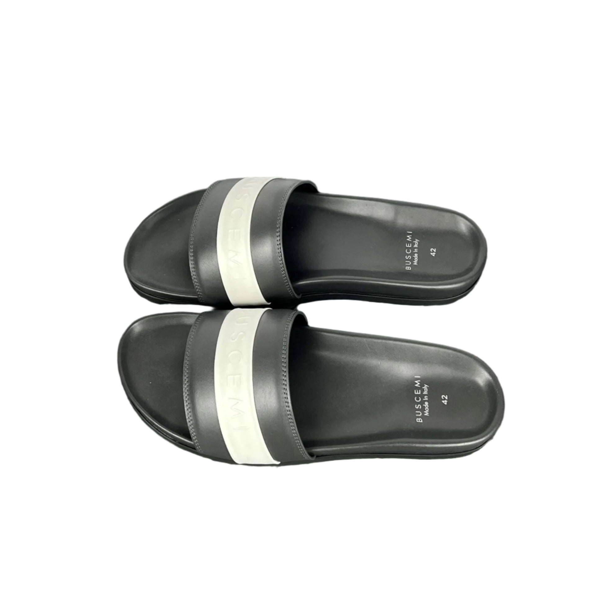 Buscemi Mens Slide Sport Grey/White Leather Sandals | Positivo Clothing