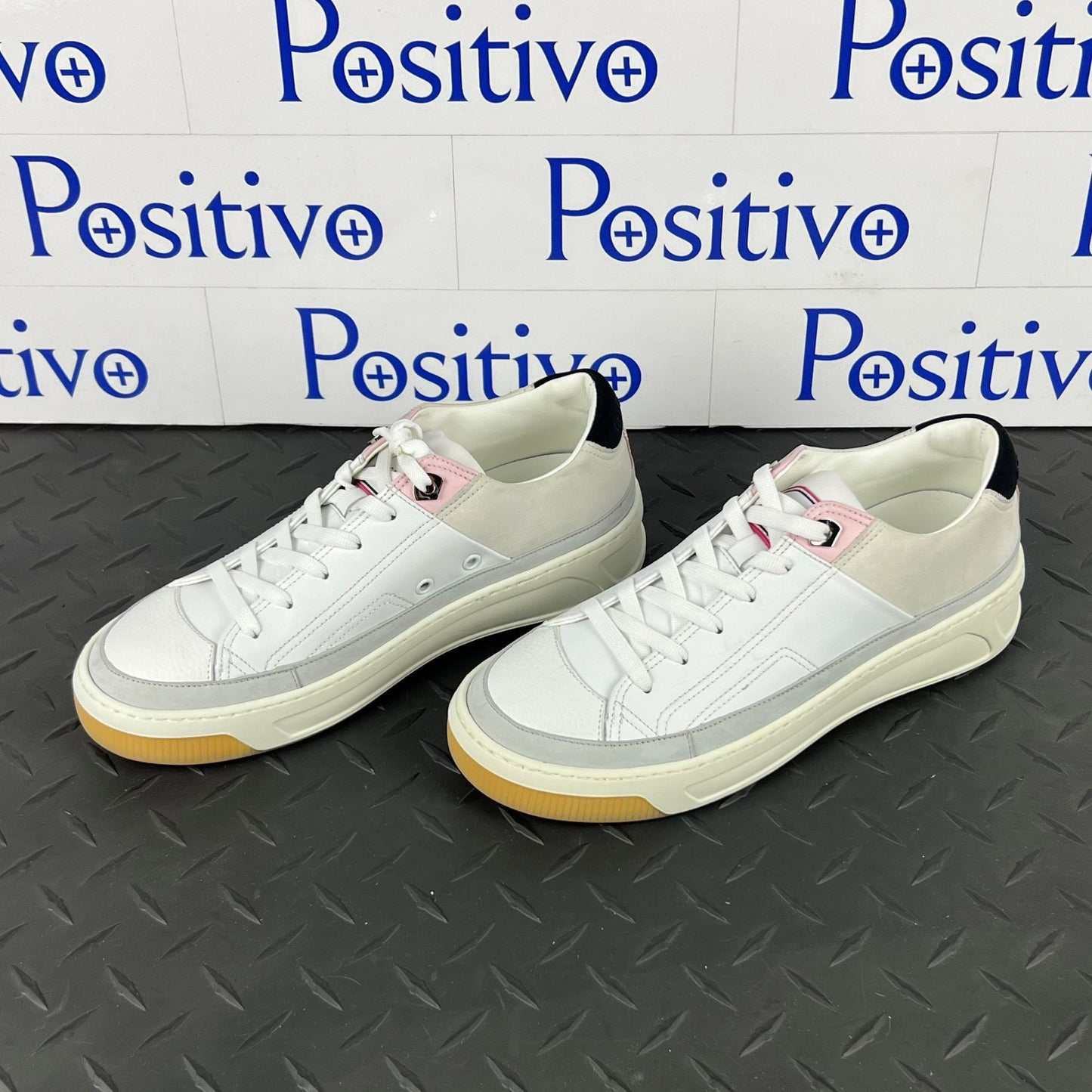 Buscemi Womens Prodigy White/Grey Leather Sneakers SAMPLE | Positivo Clothing