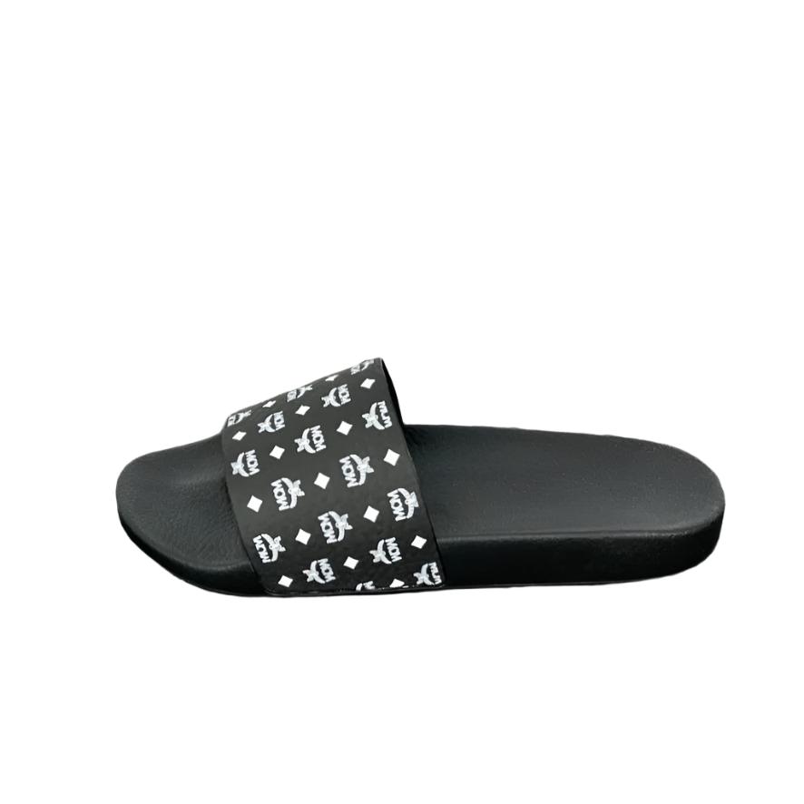 MCM Mens Black Visetos Rubber Slides | Positivo Clothing