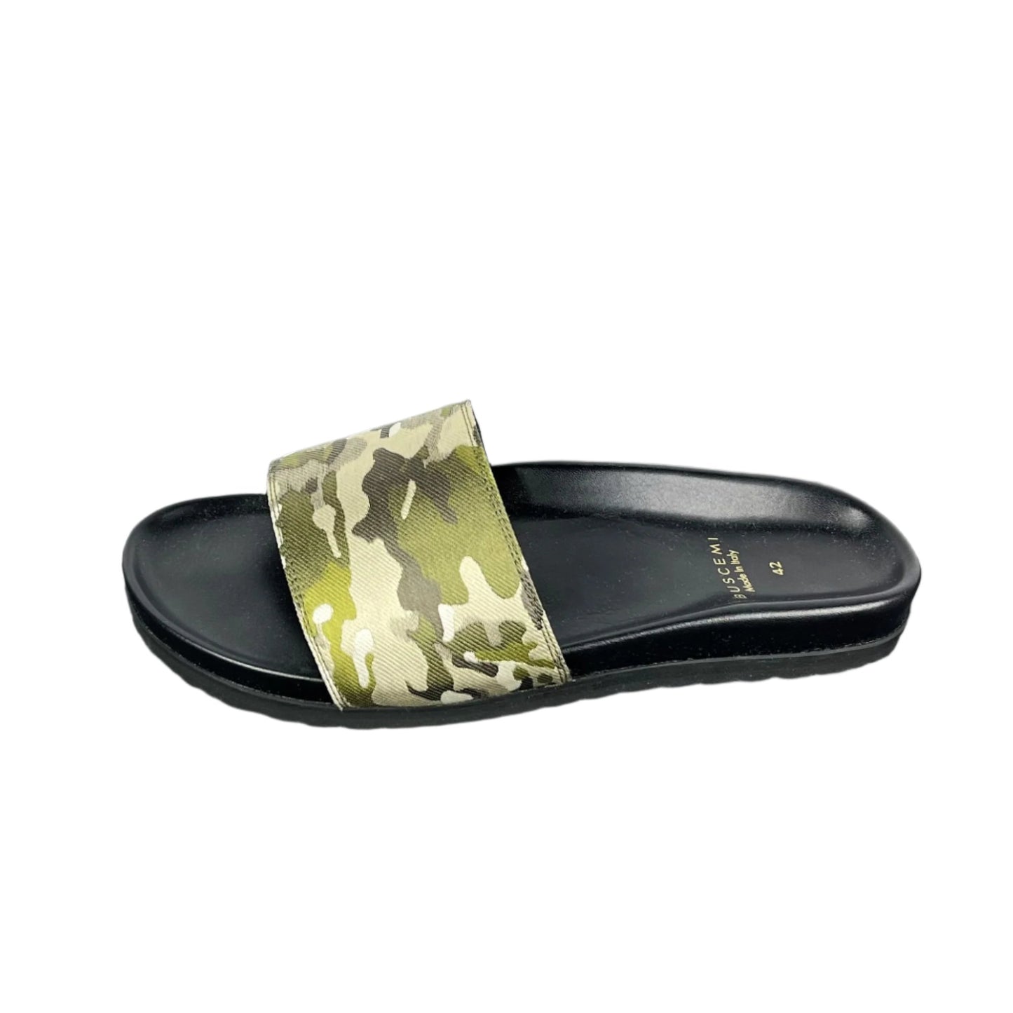 Buscemi Mens Slide Jacquard Camou Leather Sandals | Positivo Clothing