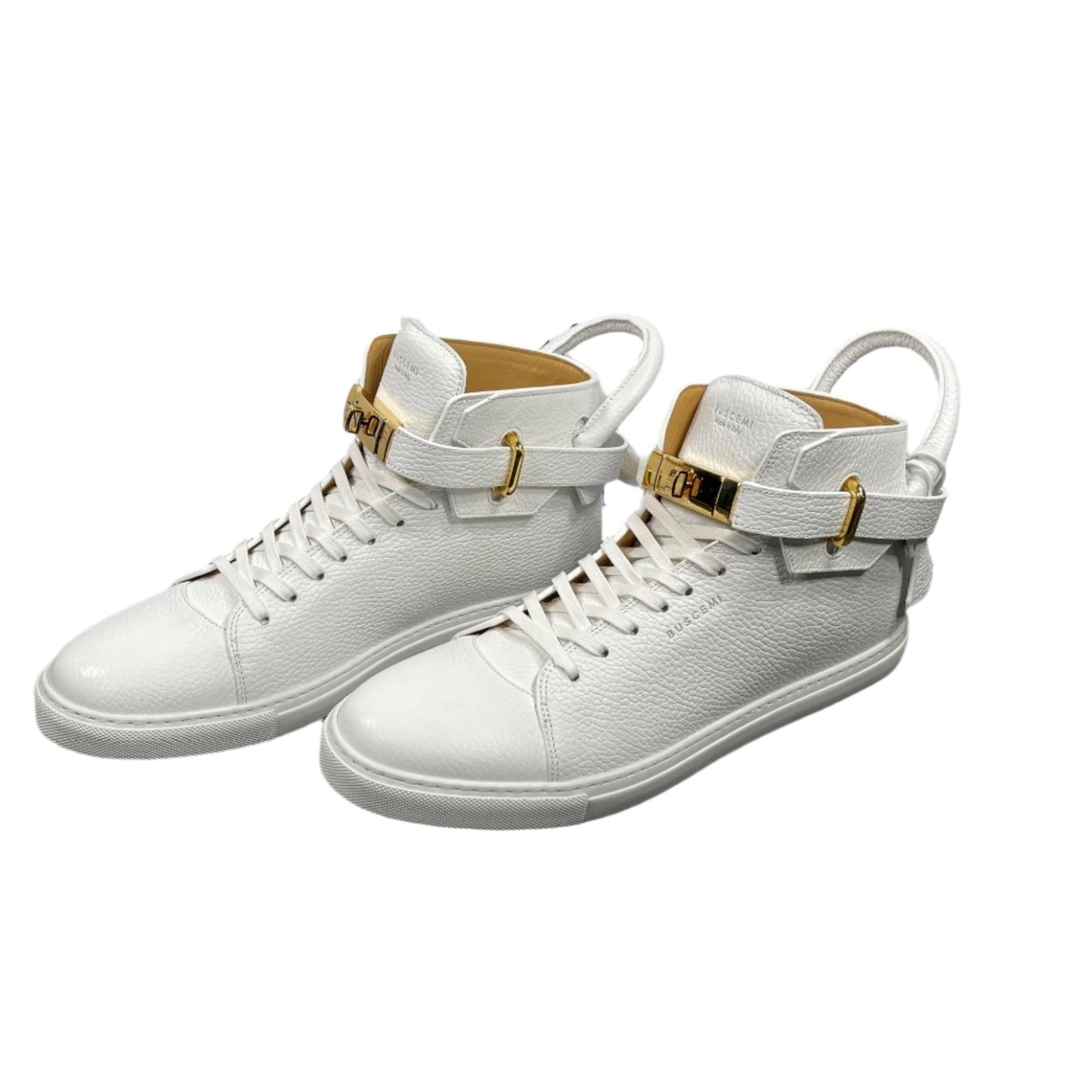 Buscemi Mens 100MM White Leather Sneakers SAMPLE | Positivo Clothing