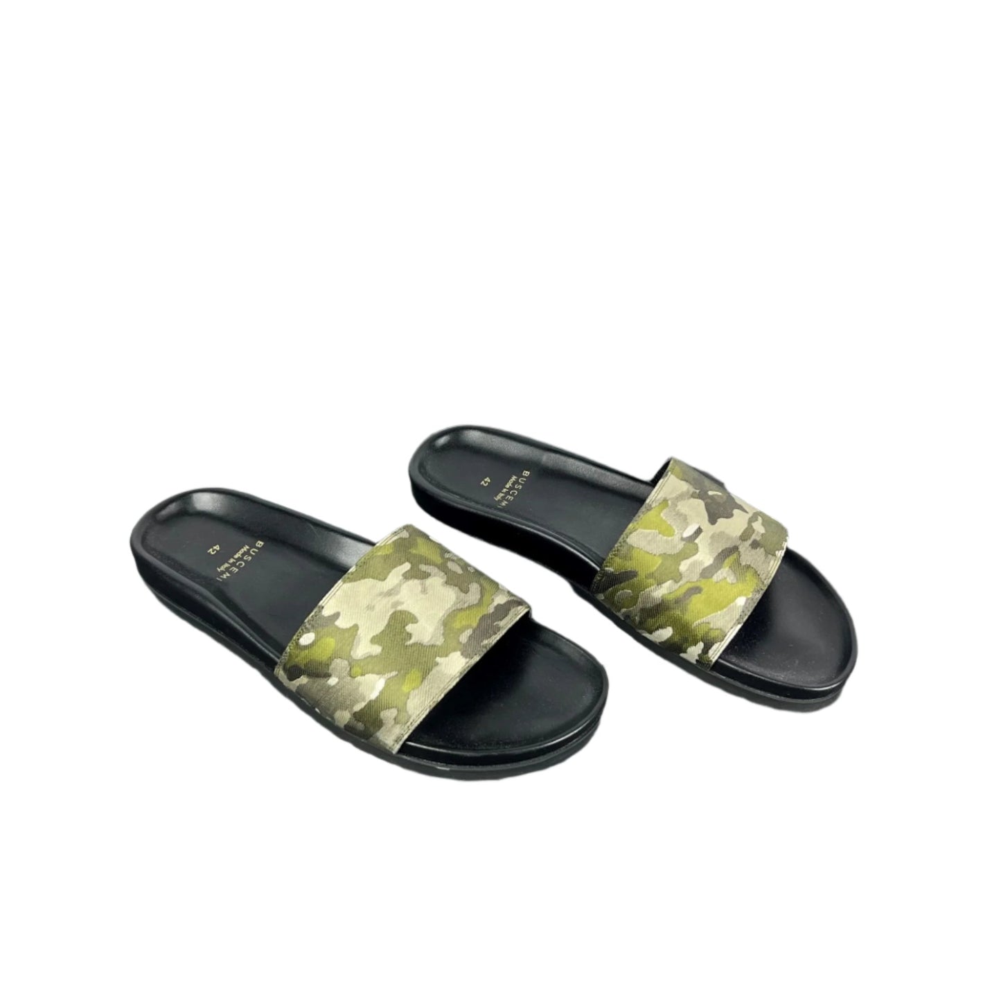 Buscemi Mens Slide Jacquard Camou Leather Sandals | Positivo Clothing