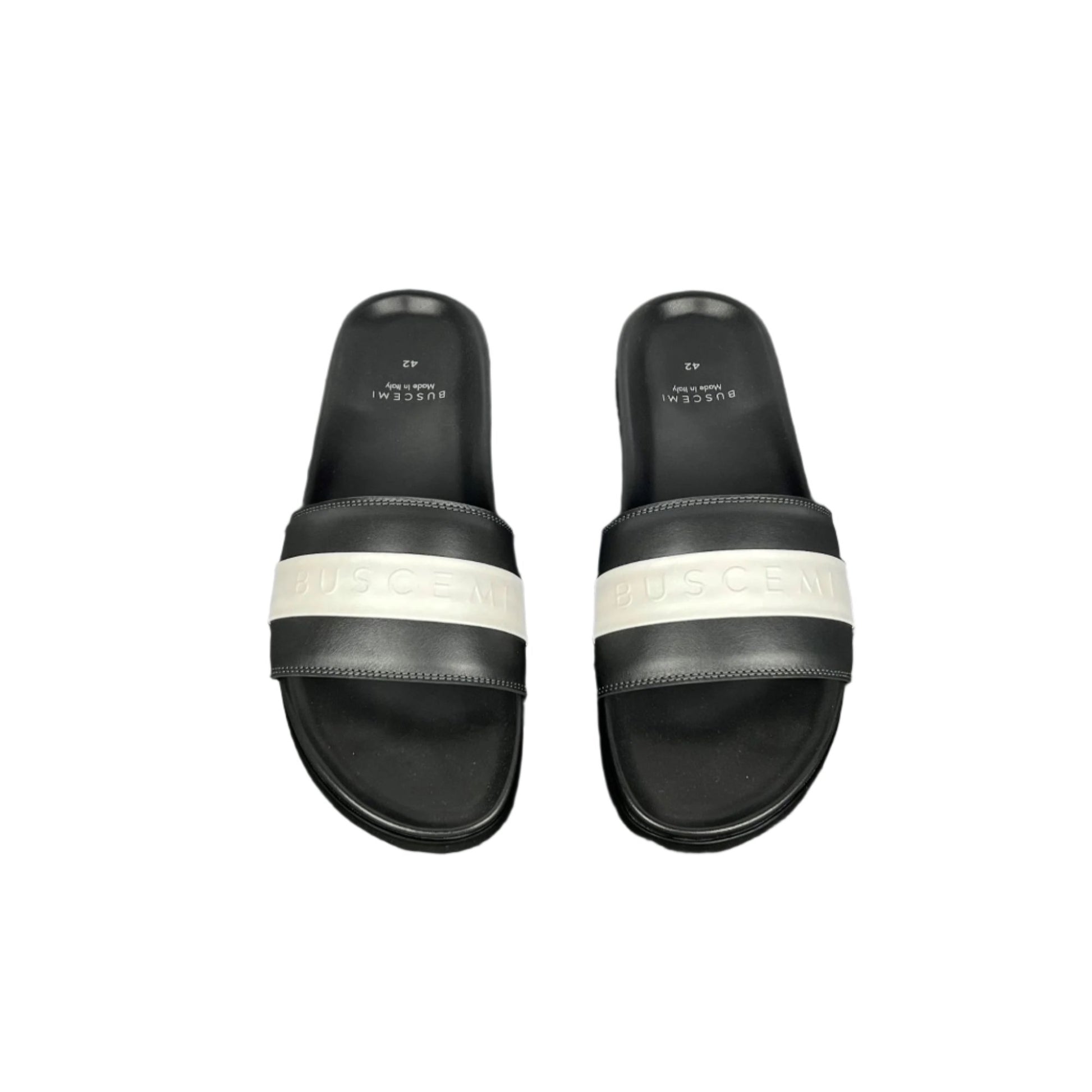 Buscemi Mens Slide Sport Grey/White Leather Sandals | Positivo Clothing