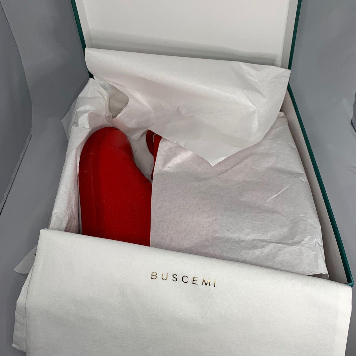 Buscemi Womens 100MM Alce Red High Top Sneakers - Positivo Clothing