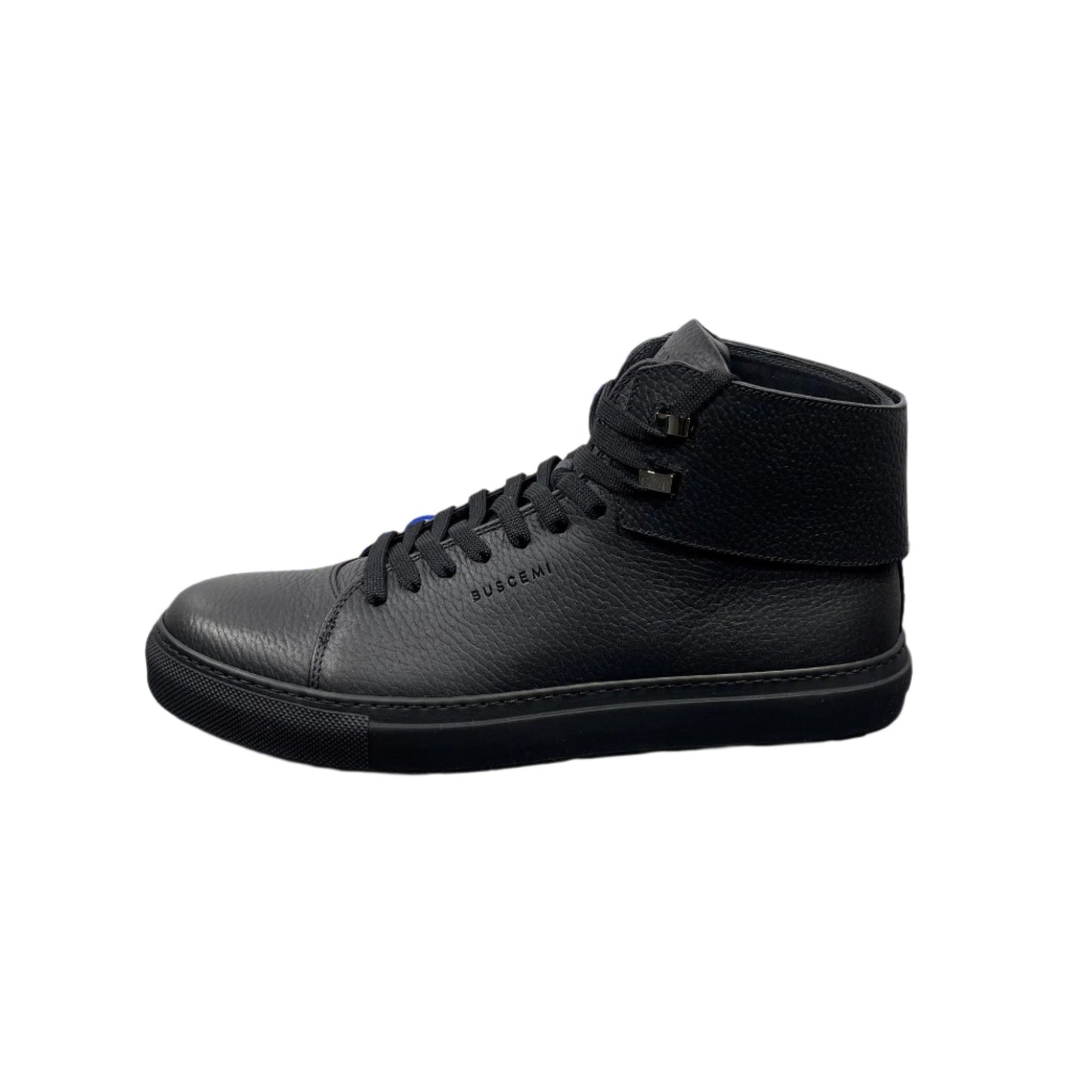 Buscemi Mens 100MM Flap Alce Black Leather High Top Sneaker | Positivo