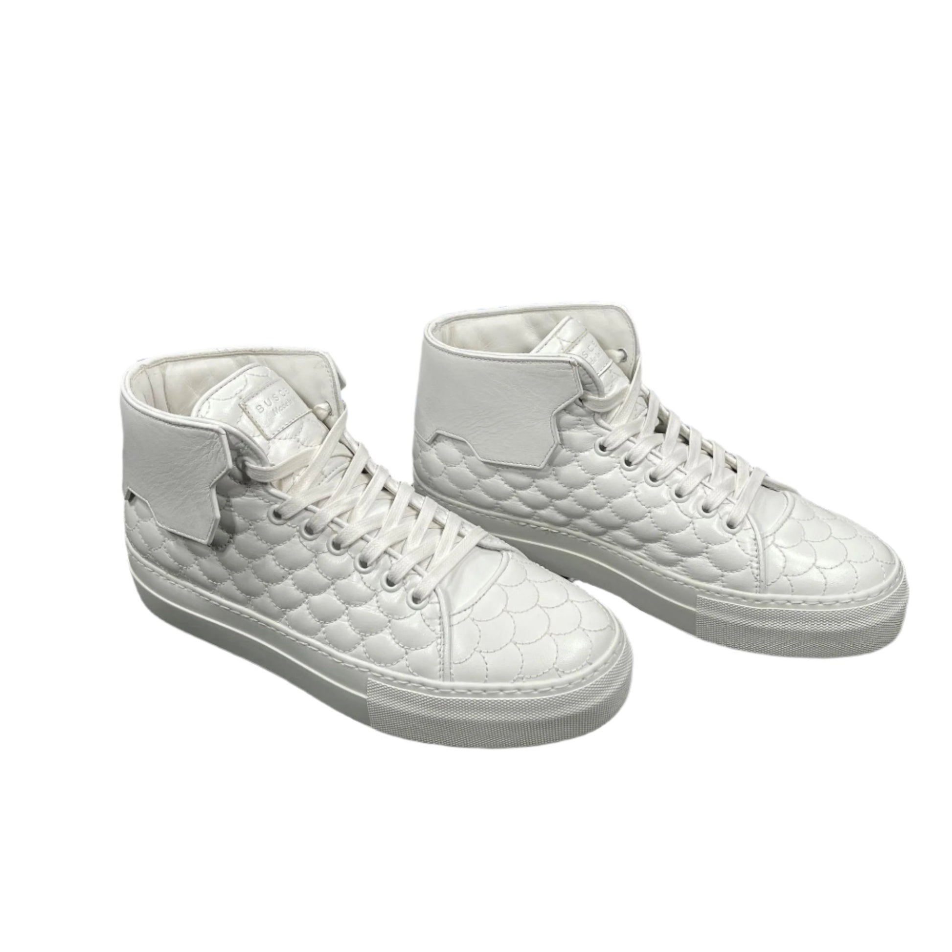 Buscemi 90MM Quilt White Leather Sneakers | Positivo Clothing