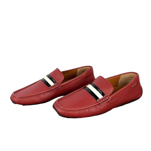 Bally Mens Pacos Red Leather Loafers | Positivo Clothing