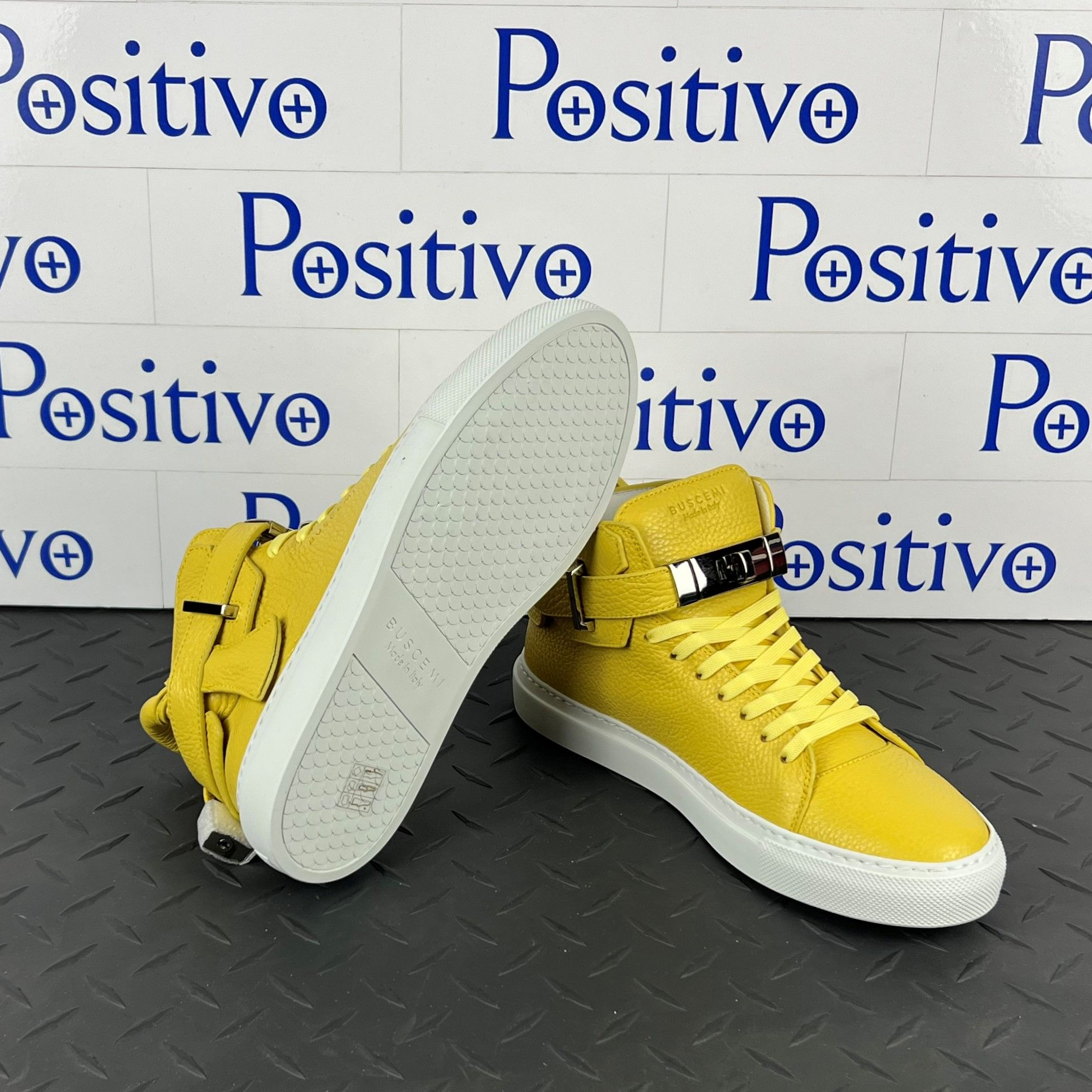 Buscemi Womens 100MM Alce Yellow Leather Sneakers SAMPLE | Positivo Clothing