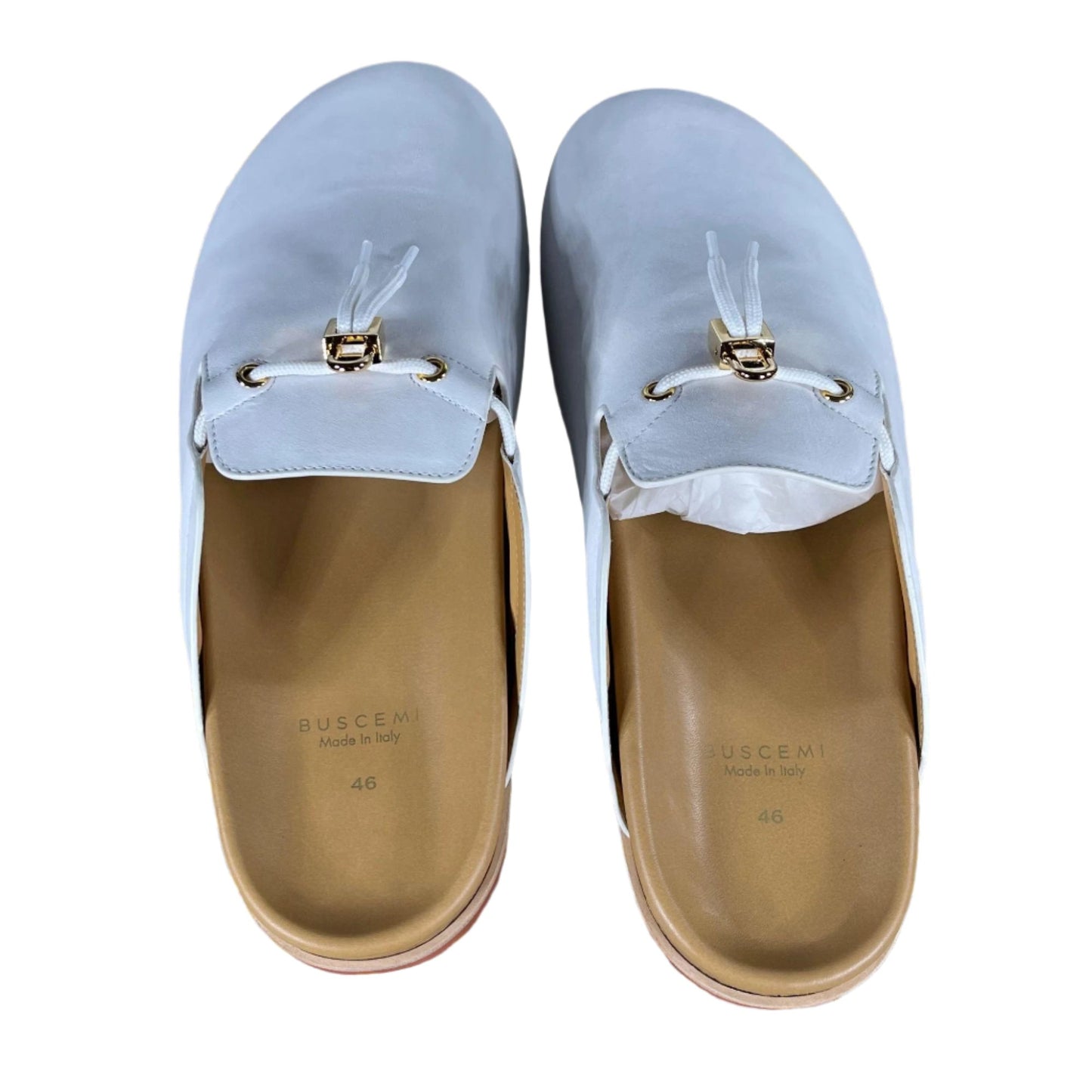 Buscemi Pietro White Nubuk Leather Slippers | Positivo Clothing